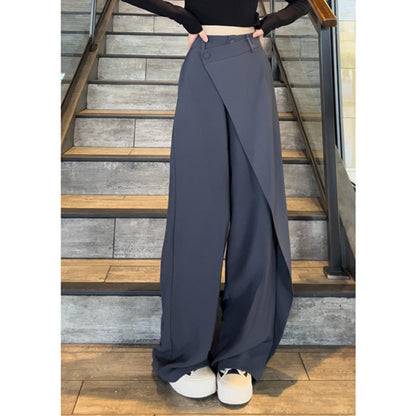 Irregularly Slimming High Waist Drooping Straight-leg Trousers