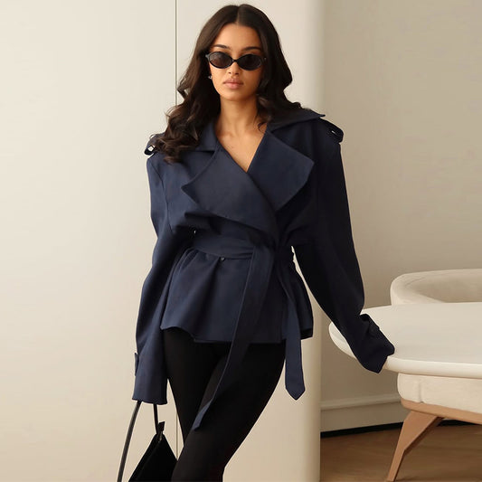 Women's Fashion Waist-controlled Long-sleeved Coat