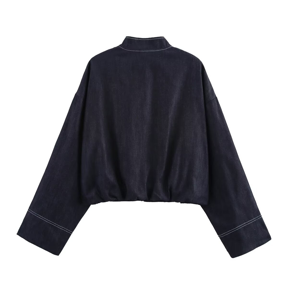 Denim Pilot Jacket Wide Pleated Denim Skirted Leggings