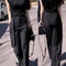 Elegant Essence Two-Piece Set:Tea-style outfit, a complete set of two pieces, Hong Kong style, slim black top, foreign style, light mature wide-leg pants, fat mm, high-end feeling