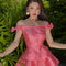 le palais vintage retro barbie hottie one shoulder off shoulder bow waist top