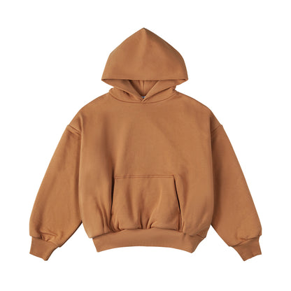 IDLT Heavy Double-Layer Hoodie: IDLT 400gX2 heavy double-layer short hoodie thickened drop shoulder sweater tide Kanye street men and women ins