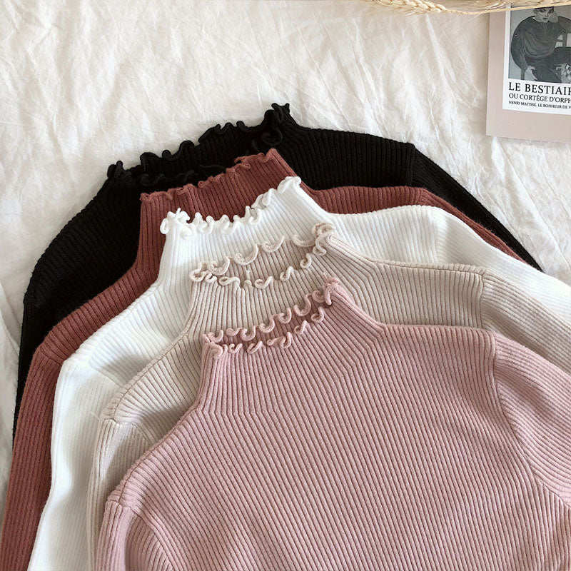 Korean-Inspired Solid Color Knitted Sweater