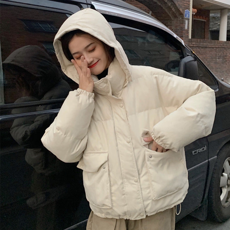 Cozy Charm Hooded Bread Coat- winter  new Korean winter bread coat thick cotton jacket hooded jacket winter cotton coat women's winter