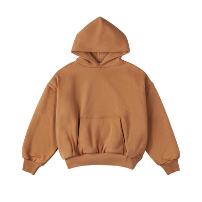 IDLT Heavy Double-Layer Hoodie: IDLT 400gX2 heavy double-layer short hoodie thickened drop shoulder sweater tide Kanye street men and women ins