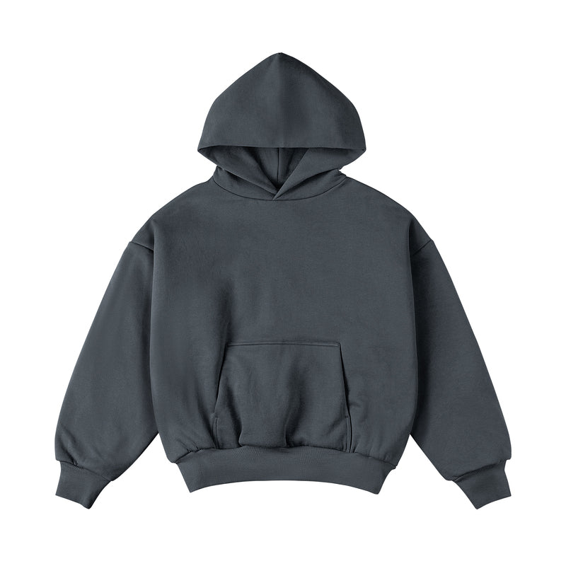 IDLT Heavy Double-Layer Hoodie: IDLT 400gX2 heavy double-layer short hoodie thickened drop shoulder sweater tide Kanye street men and women ins