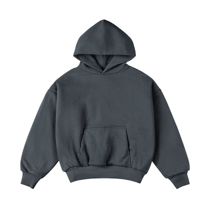 IDLT Heavy Double-Layer Hoodie: IDLT 400gX2 heavy double-layer short hoodie thickened drop shoulder sweater tide Kanye street men and women ins