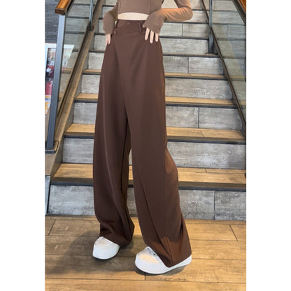 Irregularly Slimming High Waist Drooping Straight-leg Trousers