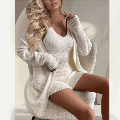 Cozy Half-Fleece Navel-Baring Vest Shorts Home Set