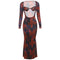 Heritage Elegance Ensemble-Printed Tube Top Long Sleeve Skirt Suit