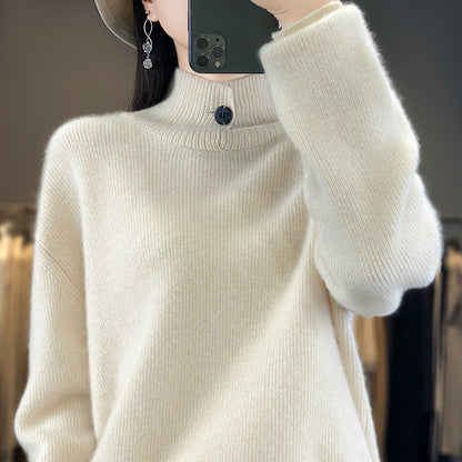 Chic Commuter Wool Pullover : Women's Autumn And Winter Half-high Collar Wool Sweater Pullover