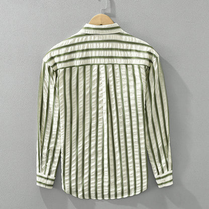 Zen Vibes Cardigan: Stripe Long Sleeve Shirt Men