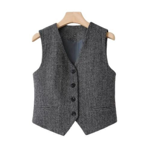 British Old Money Style Woolen Vest Female Spring