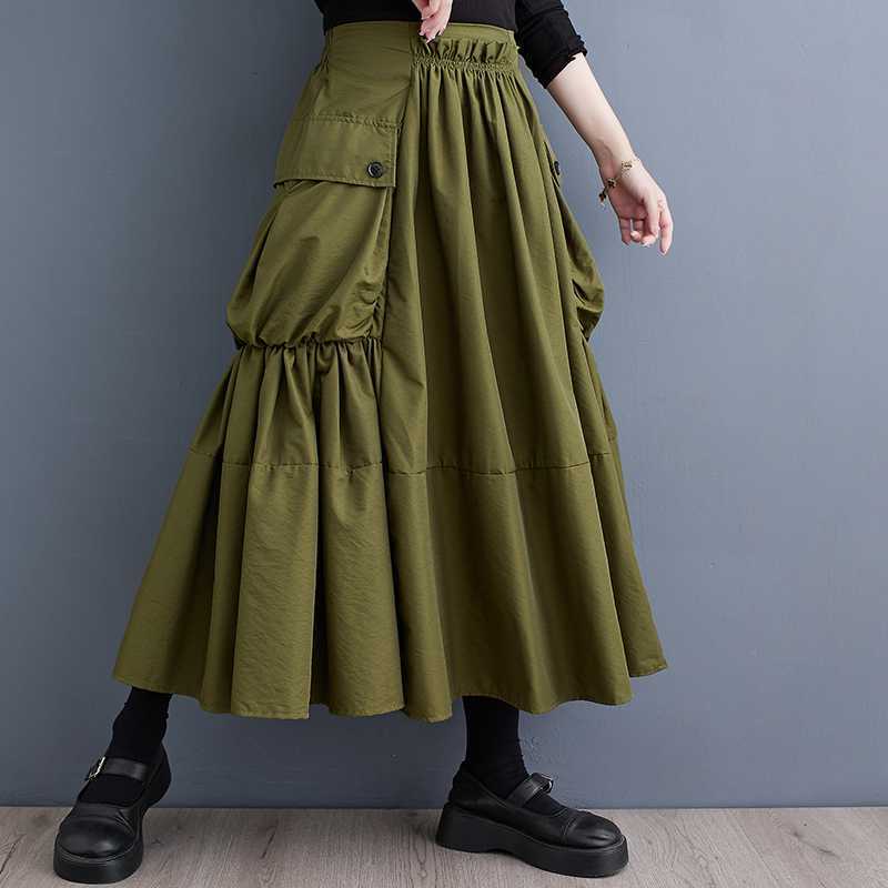 Loose Slimming Workwear Pleated Skirt