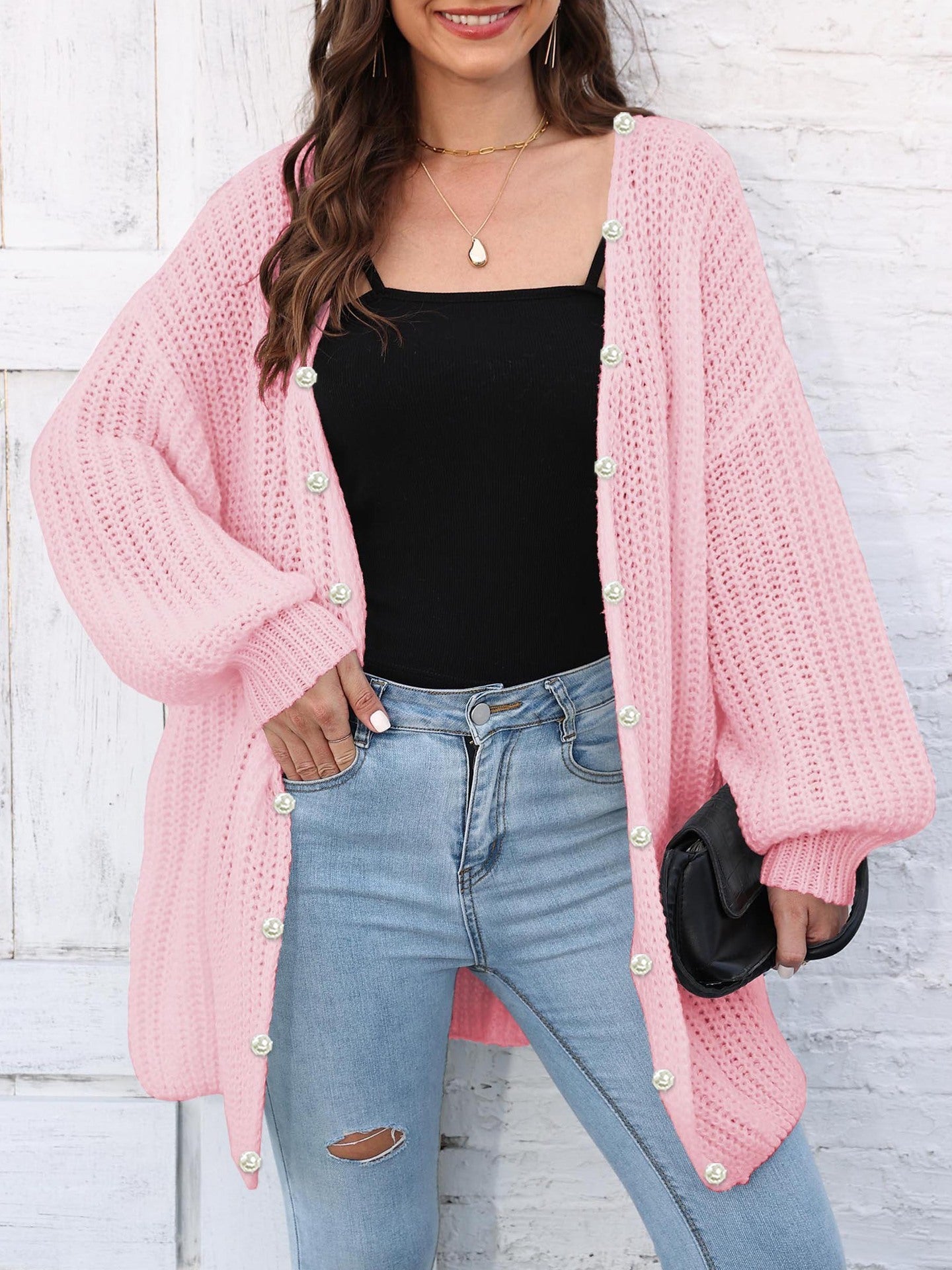 Beaded Chic Woven Sweater Coat