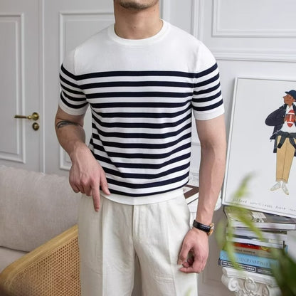 Chill Zone T-Shirt: Trendy All-matching Striped T-shirt Men's Short Sleeve