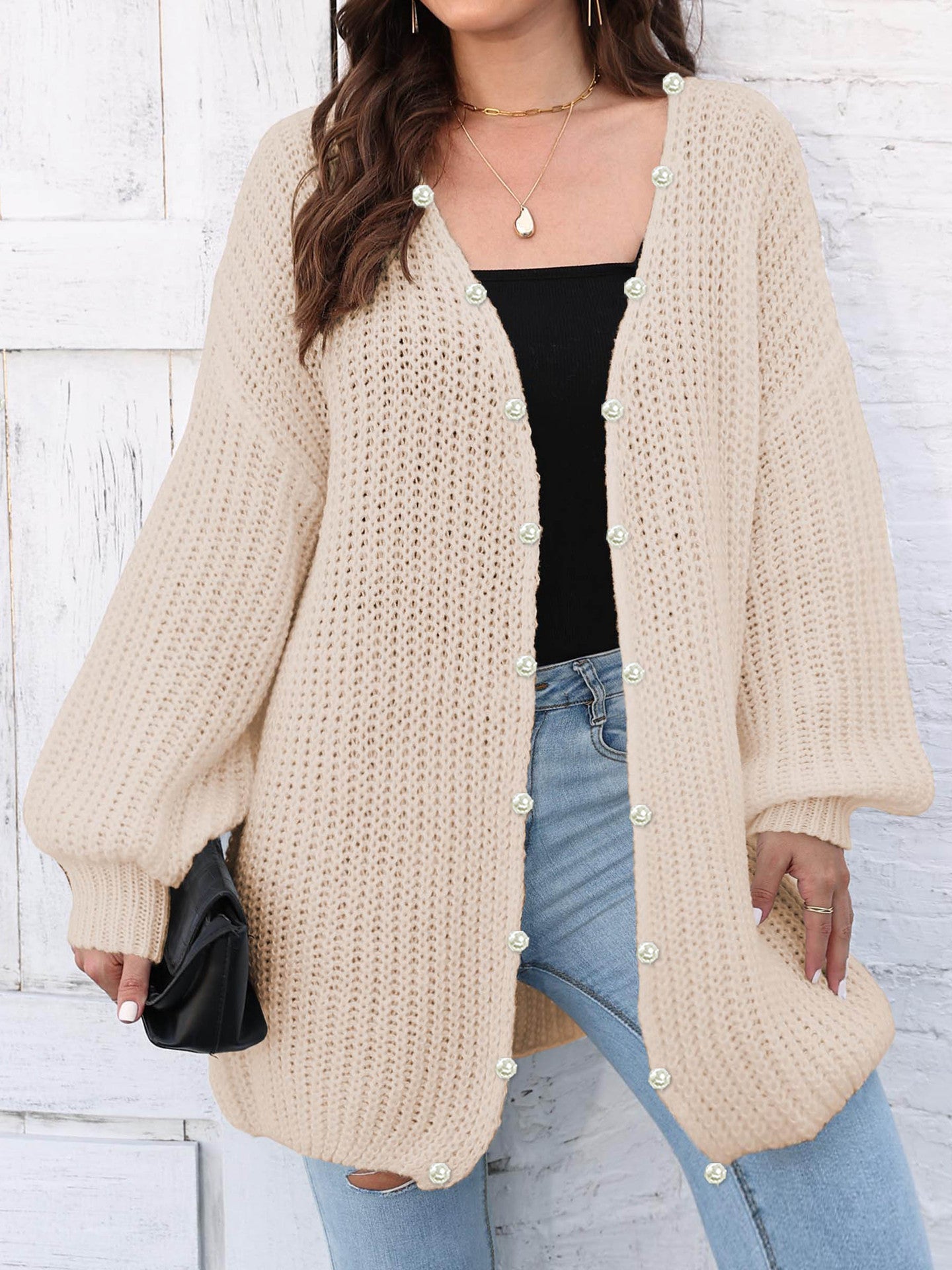 Beaded Chic Woven Sweater Coat