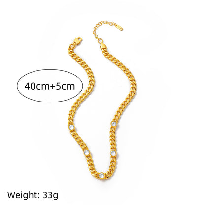 Electroplating Gold Hip-hop Titanium Steel Bracelet Necklace Color Protection