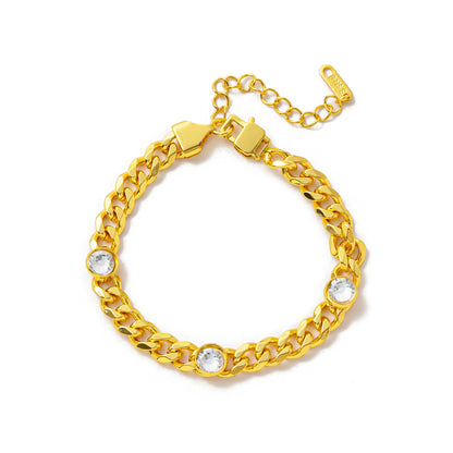 Electroplating Gold Hip-hop Titanium Steel Bracelet Necklace Color Protection