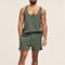 Knitted Essentials Two-Piece Set: Men's Two-piece Knitted Sleeveless Tank Top Shorts