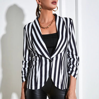 Cropped Pleated Sleeves Casual Small Suit Slim Fit Fashion