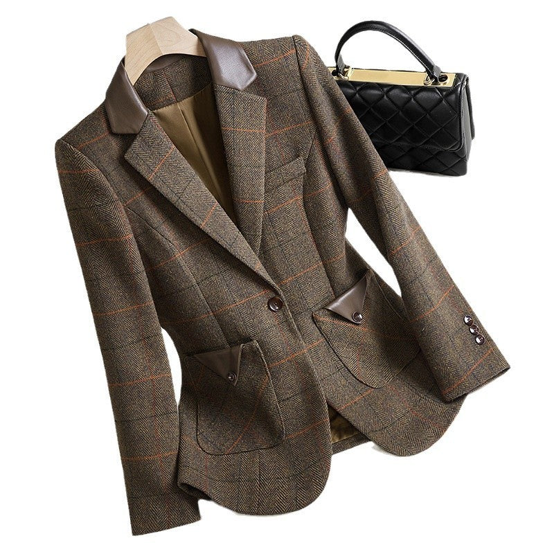 Woolen Plaid Coat Thin Looking Suit