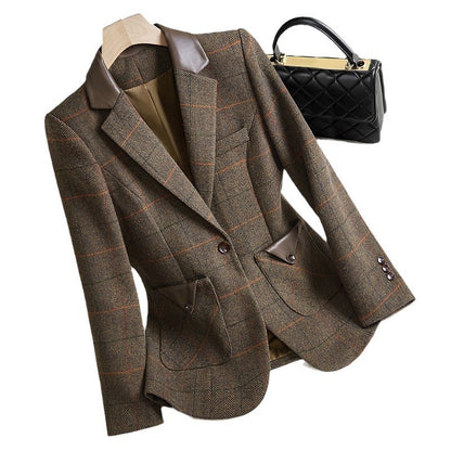 Woolen Plaid Coat Thin Looking Suit