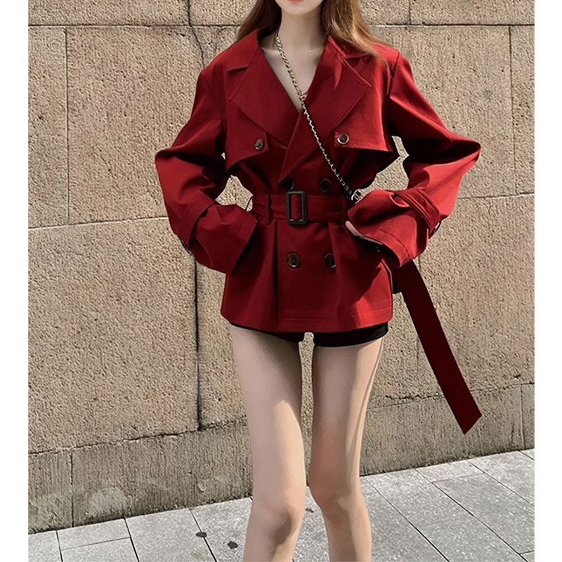 Versatile Loose Slimming Suit Collar Mid-length Coat