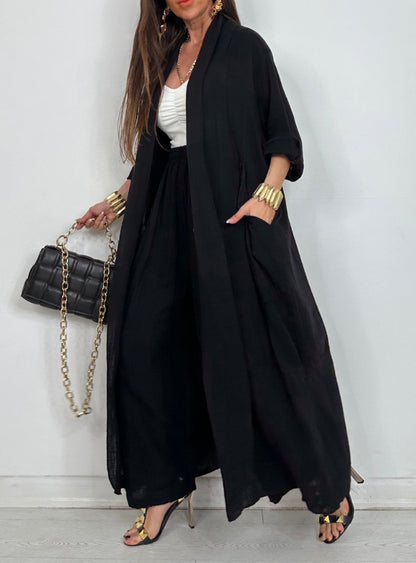 Cardigan Long Shirt Fashion Solid Color Casual Suit