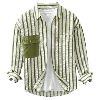 Zen Vibes Cardigan: Stripe Long Sleeve Shirt Men