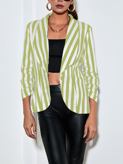 Cropped Pleated Sleeves Casual Small Suit Slim Fit Fashion