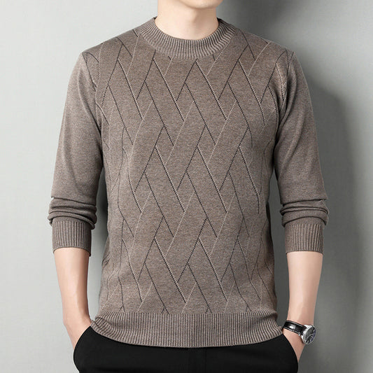 Men's Loose Multicolor Round Neck Warm Sweater.