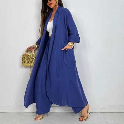 Cardigan Long Shirt Fashion Solid Color Casual Suit