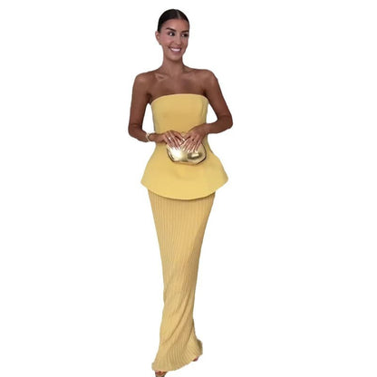 Women's Tube Top High Waist Hip Skirt Two-piece Set