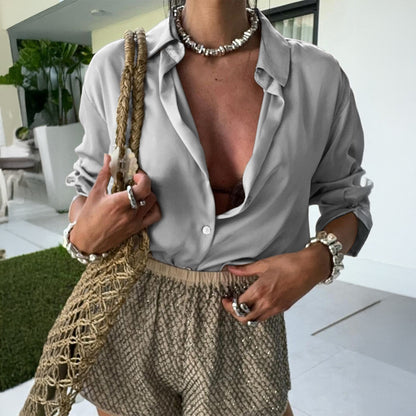 Elegant High-end Draped Suit Shirt Women's Clothing