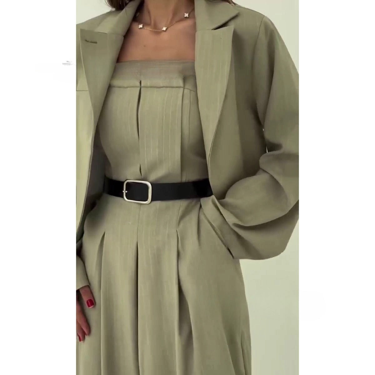 Off-the-shoulder Jumpsuit Jacket Women's Commuter Suit
