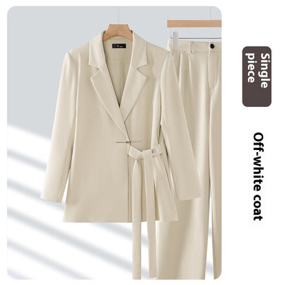 Casual Long-sleeved Small Suit Collar Jacket Women's Wide-leg Pants Two-piece Suit