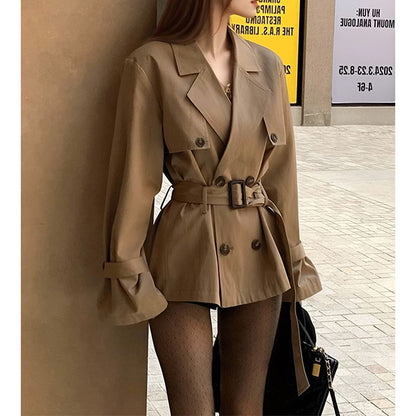 Versatile Loose Slimming Suit Collar Mid-length Coat