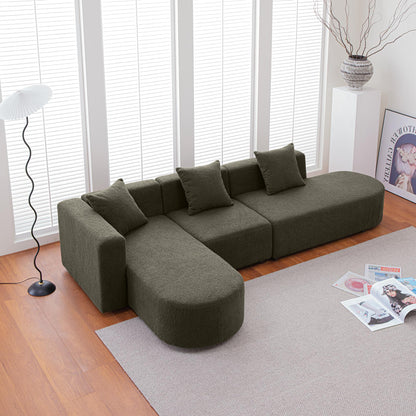 Sleek Luxe Curved Sofa-Modern L shape boucle Sofa with curved seat (facing left)