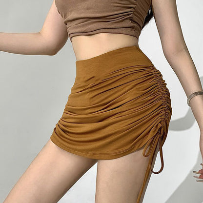 Women's Fashion Drawstring Pleated Slim-fit Skirt